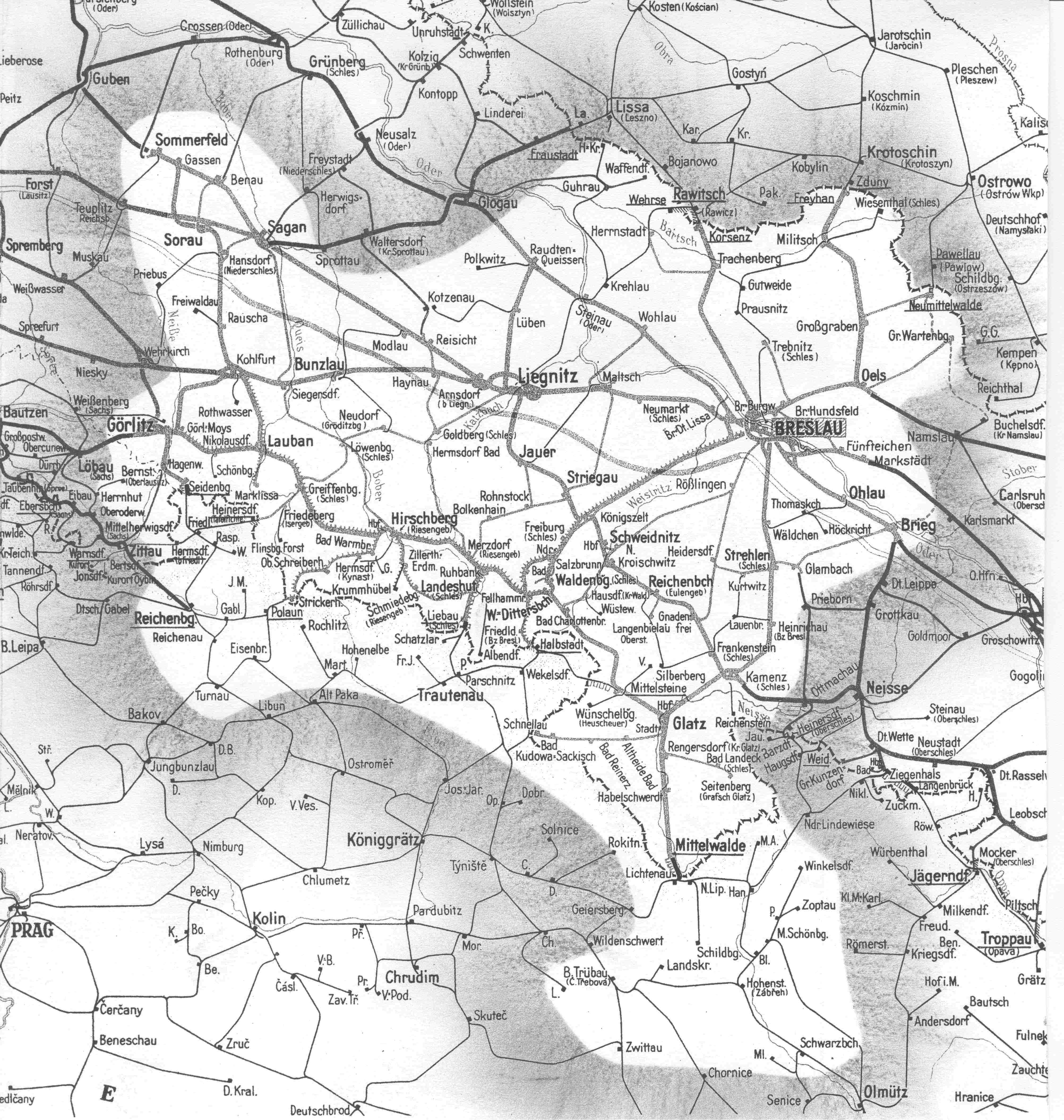 Streckenkarte der Rb-Direktion Breslau