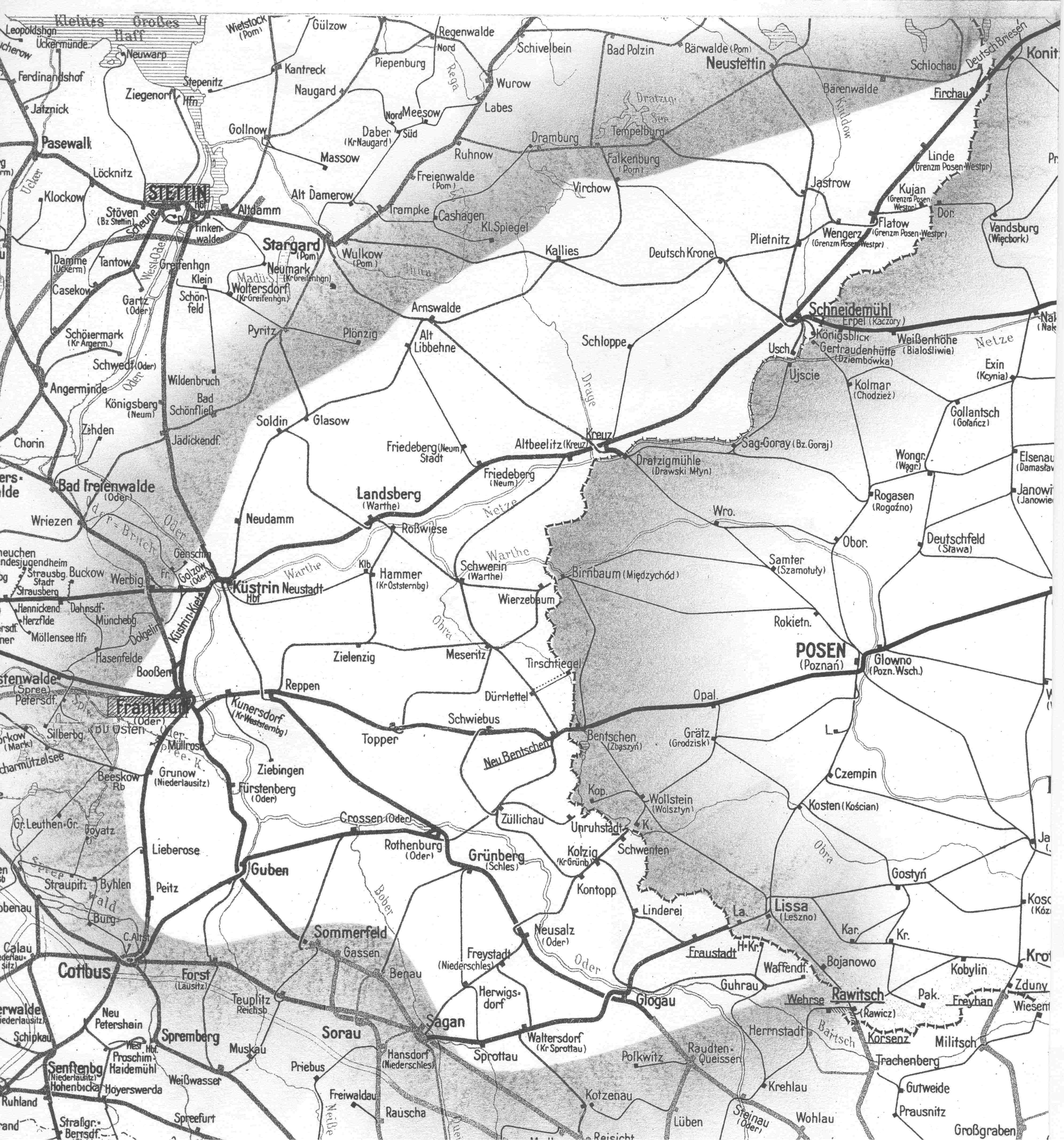 Streckenkarte der Rb-Direktion Frankfurt/Oder